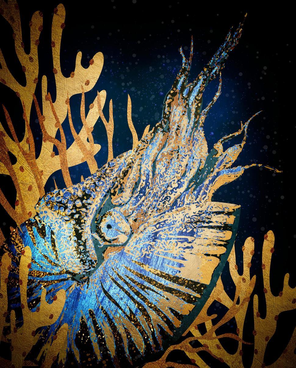 Free Image of Nautilus - Abstract Nautilus in a Coral Reef 