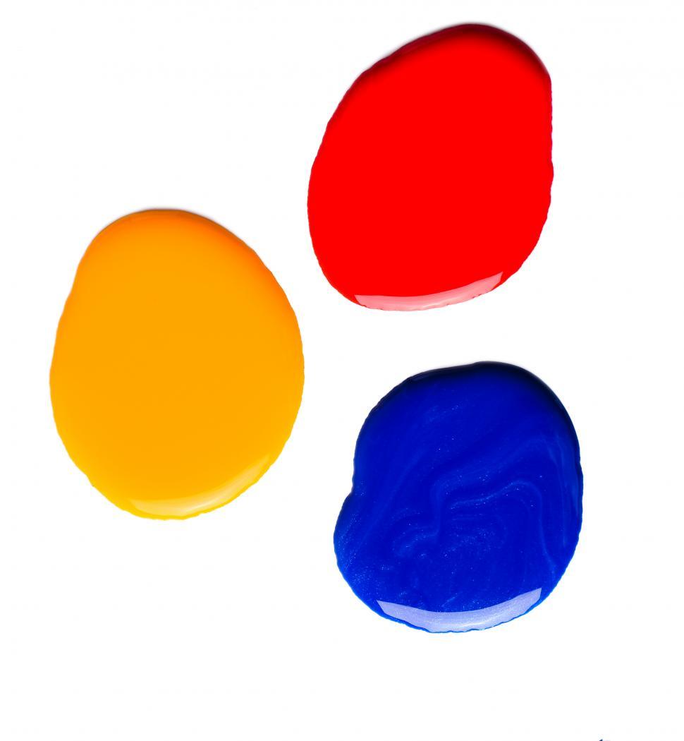 Free Image of Puddles of Paint - Yellow Red and Blue 