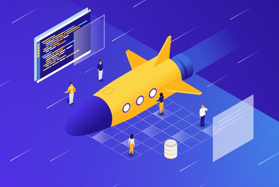 Free Image of Website Speed Concept With Rocket and Developers 