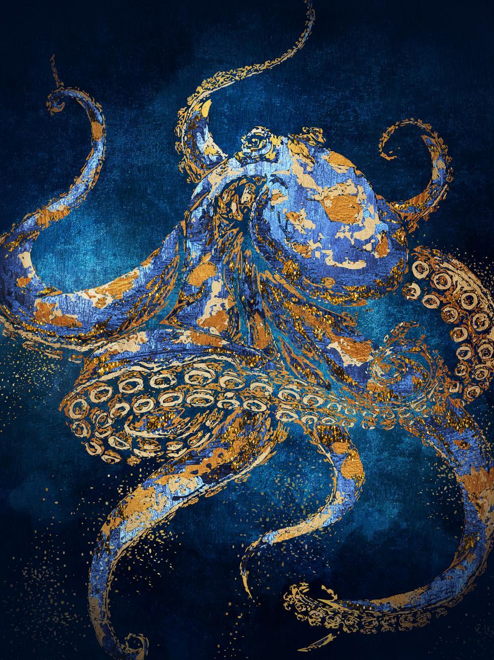 Free Image of Gold and Octopus in the Deep 