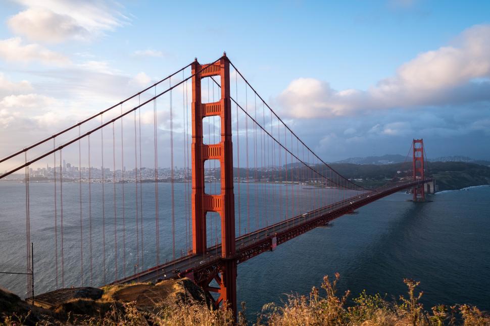 Free Image of Golden Gate Bridge with Cloudy Sky 