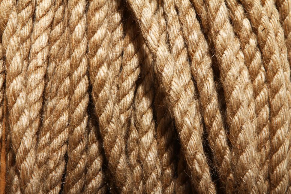 Download Free Stock Photo of Close up of a spool of aged rope 