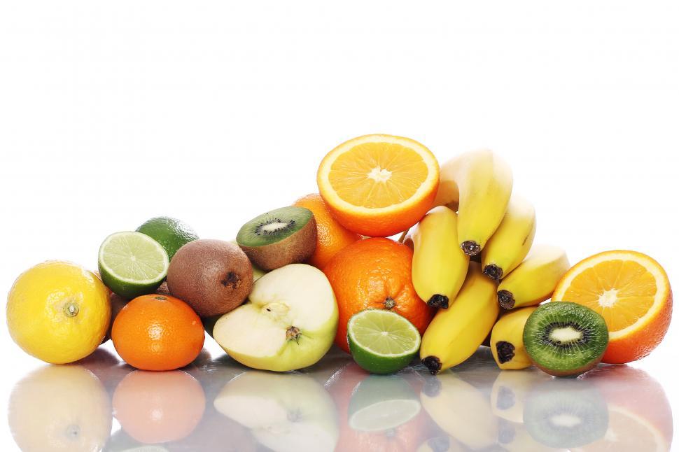 Free Image of Pile of fresh fruits on white background 