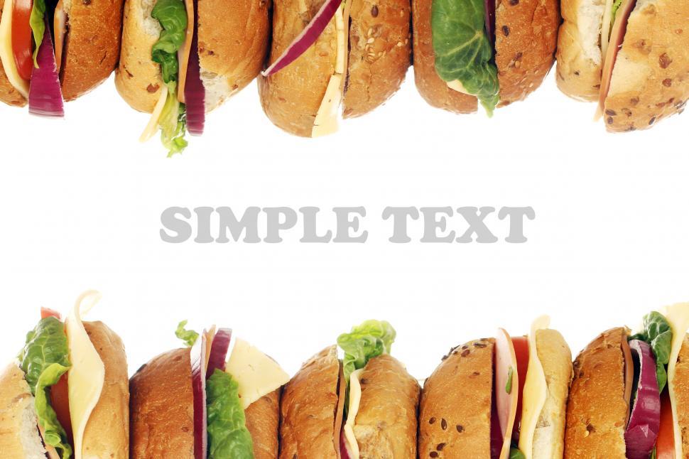 Download Free Stock Photo of Fresh sandwiches framing empty space 
