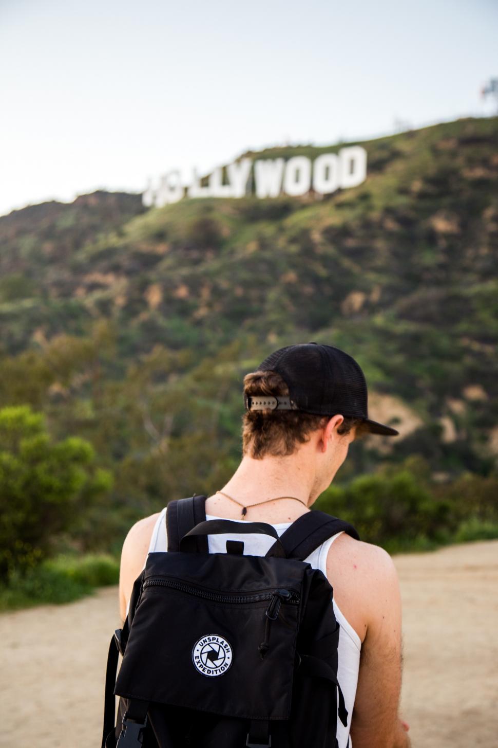 Free Image of Backpacker and Hollywood Mountain 