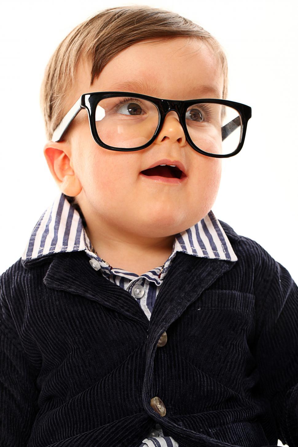 Free Image of Small boy wearing large glasses 
