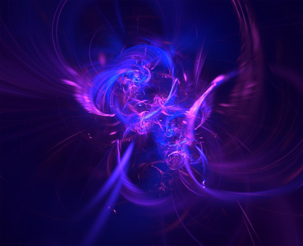 Free Image of Fractal image - Swirling pink blue and purple 