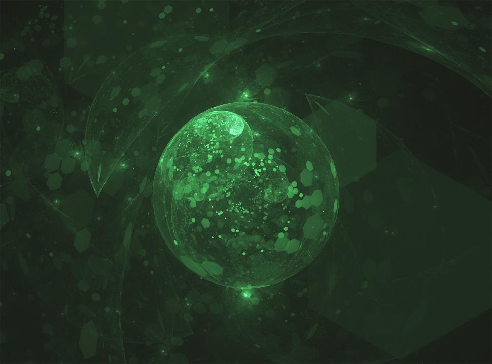 Free Image of Fractal image - green spheres, transparent  