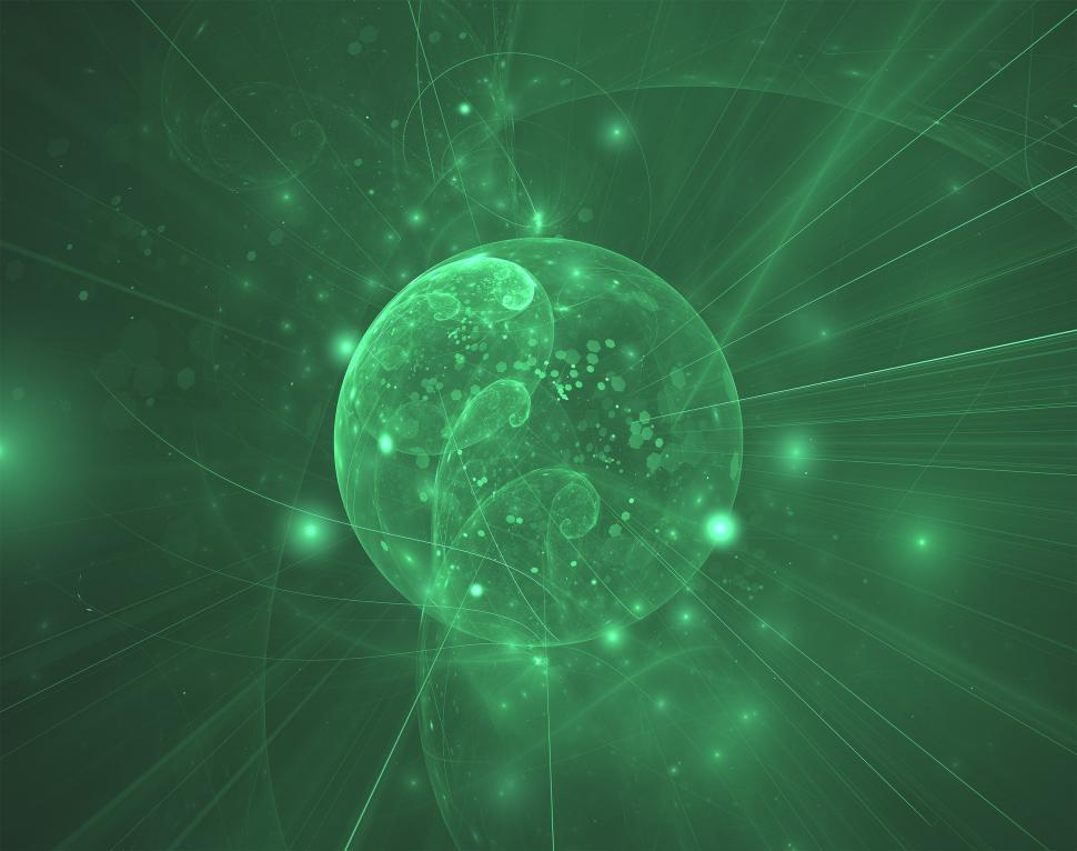 Free Image of Fractal image - spheres and patterns in green 