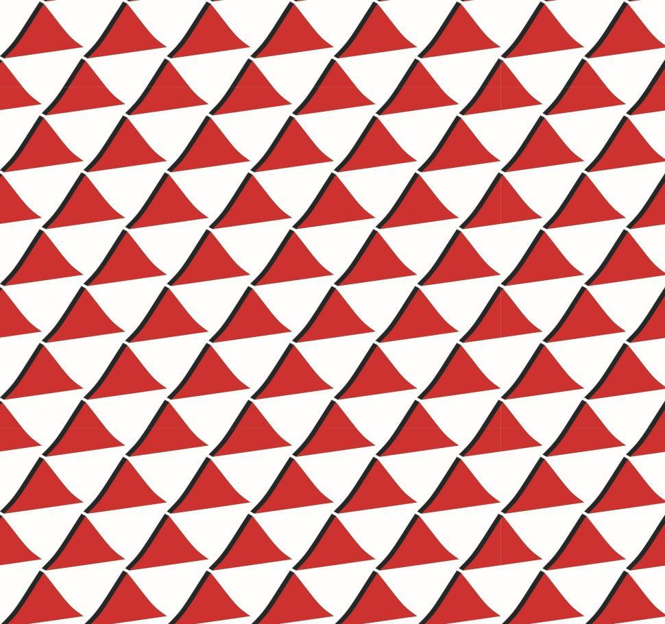 Free Image of Red and White 3d triangles repeat pattern  