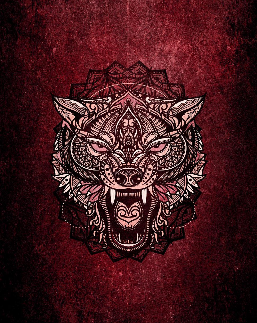 Free Image of Red Wolf Head Artwork - Mystical Wolf 