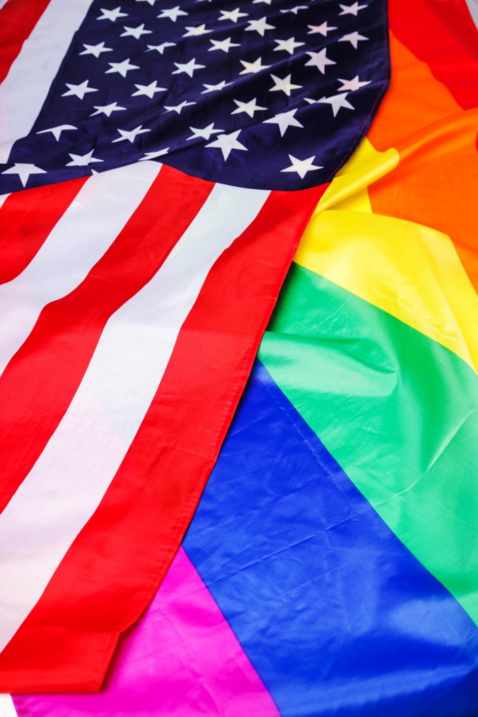 Free Image of Flag of the United States and the LGBT Pride Flag 