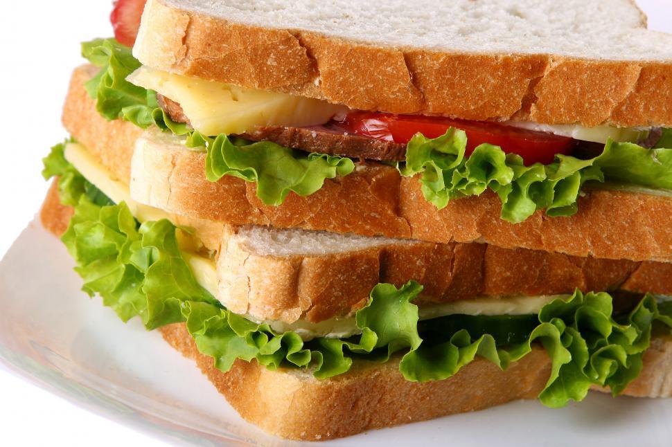 Free Image of fresh sandwich on white bread 
