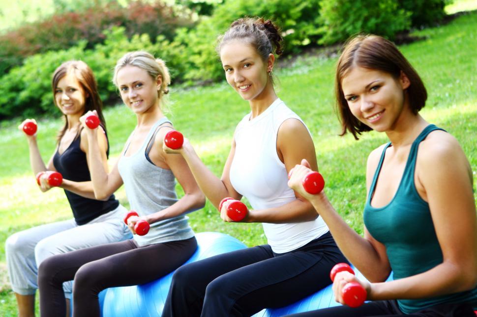 Free Image of Group of women exercising 