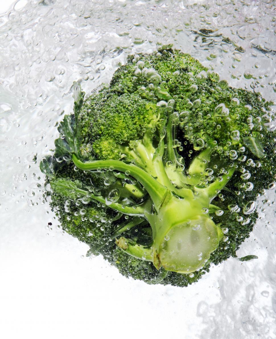 Free Image of Broccoli dropped into water 
