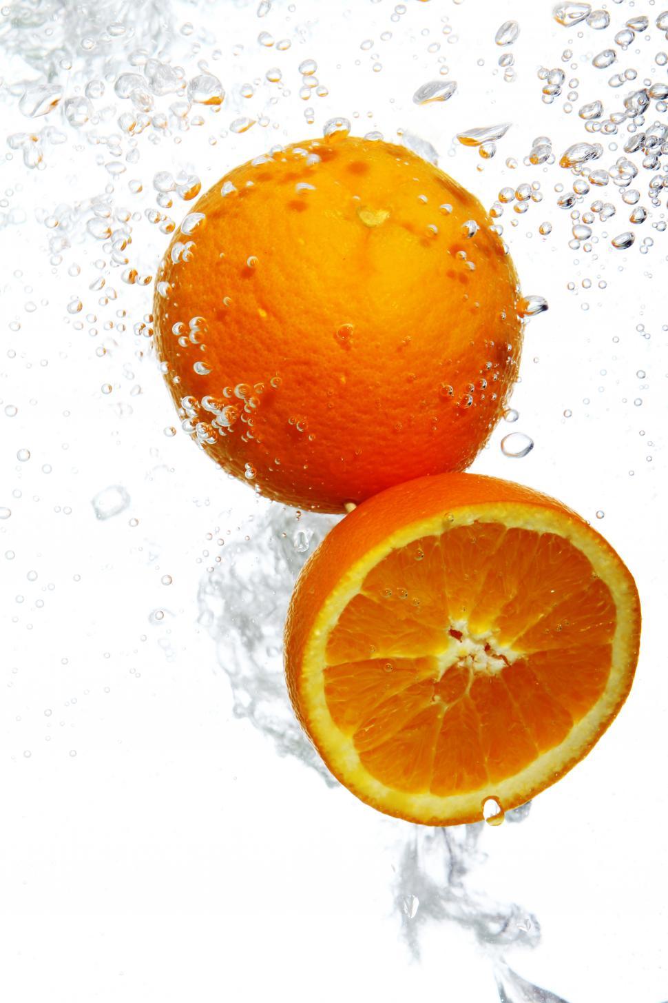 Free Image of Oranges dropped into water 