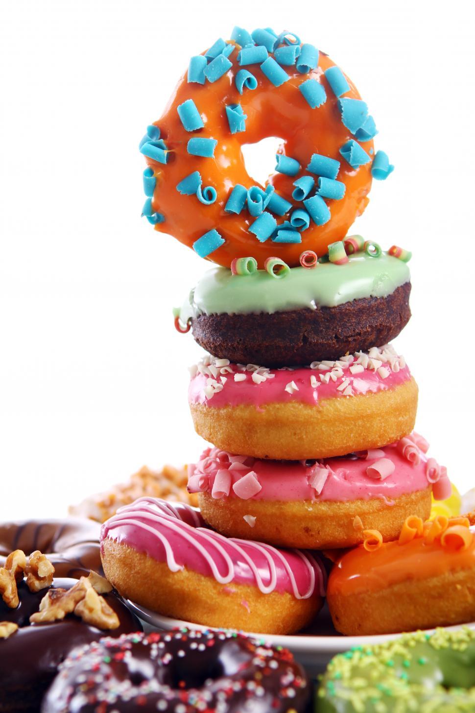 Free Image of Stack of colorful donuts 