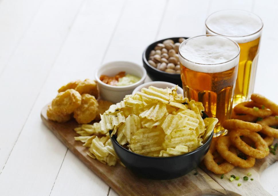 Free Image of Beer and snacks 