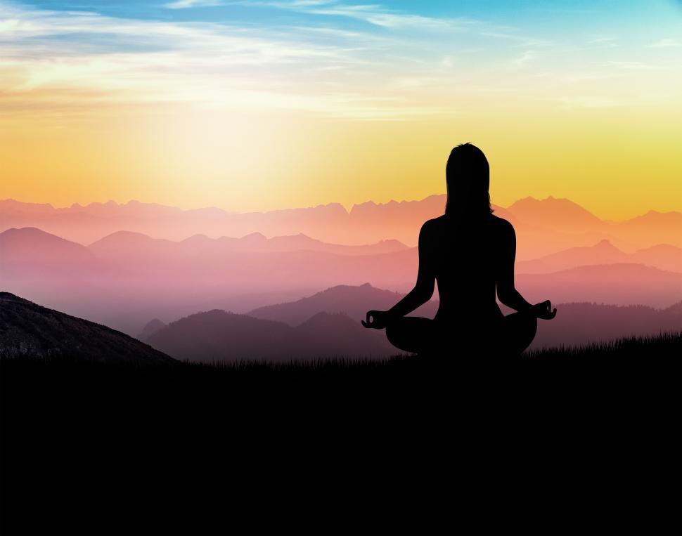 Free Image of Woman Doing Yoga at Sunrise in the Mountains 