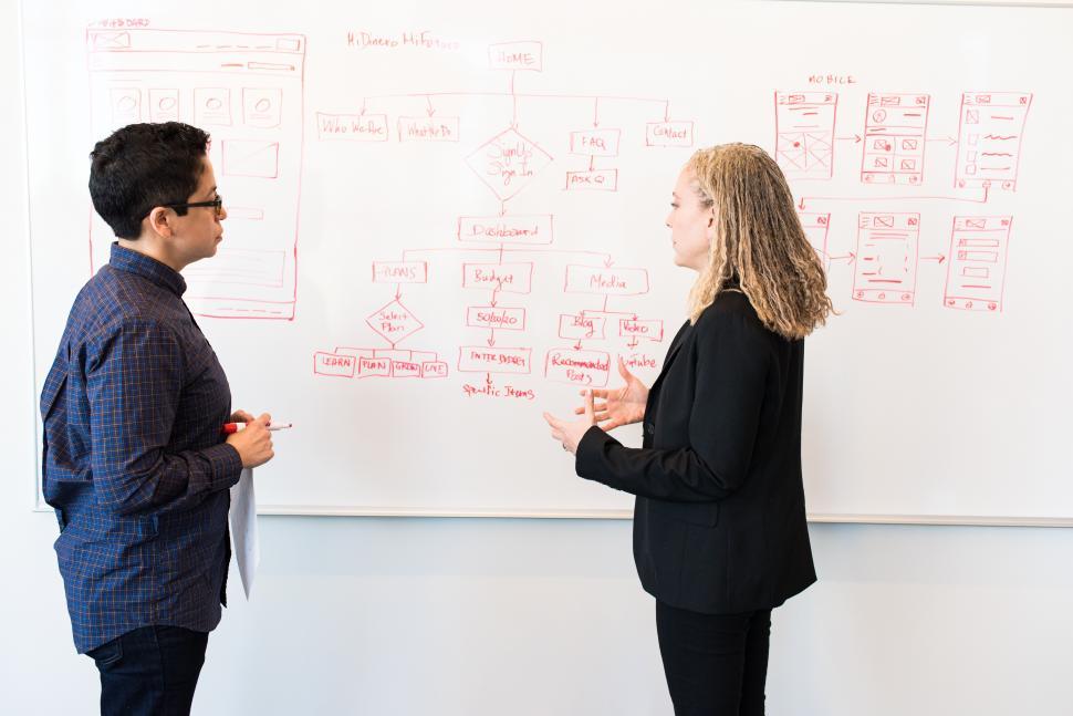 Free Image of Businesswomen with whiteboard 