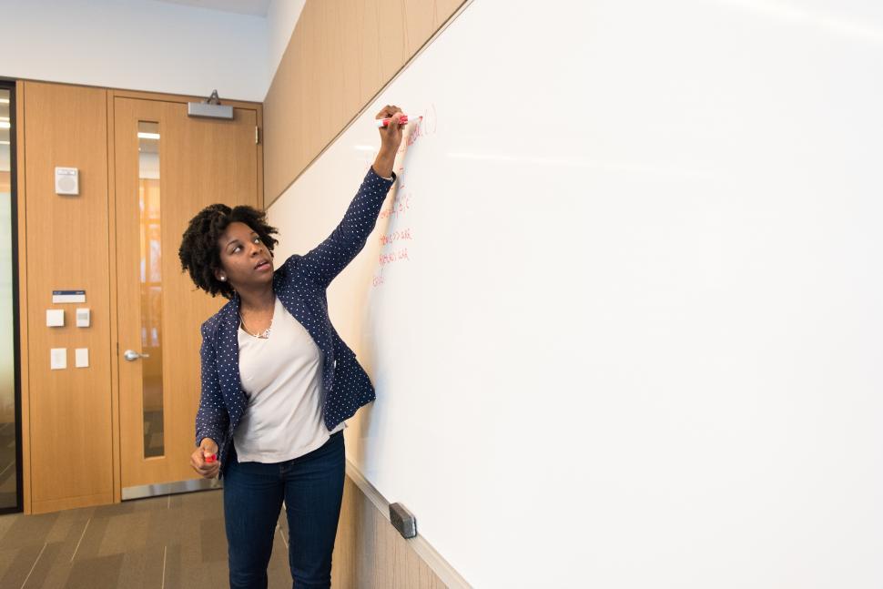Free Image of Female corporate manager with whiteboard 