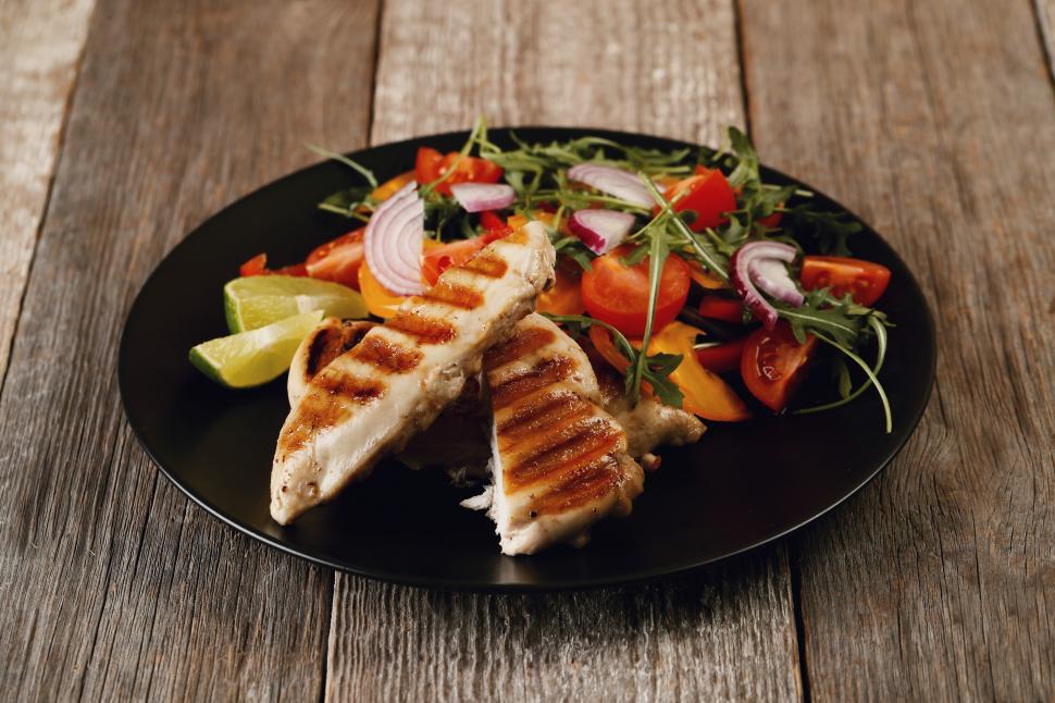Free Image of Grilled Chicken and Vegetable Plate 