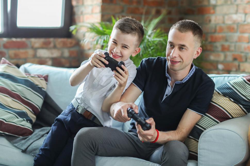 Free Image of Family at home playing video games 