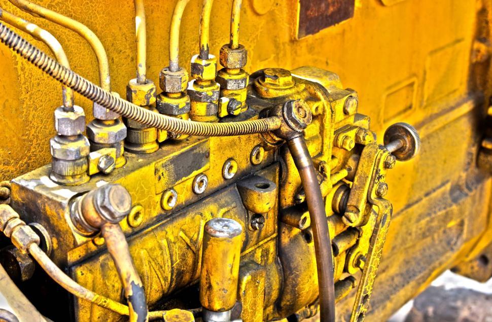 Free Image of Yellow engine close-up  