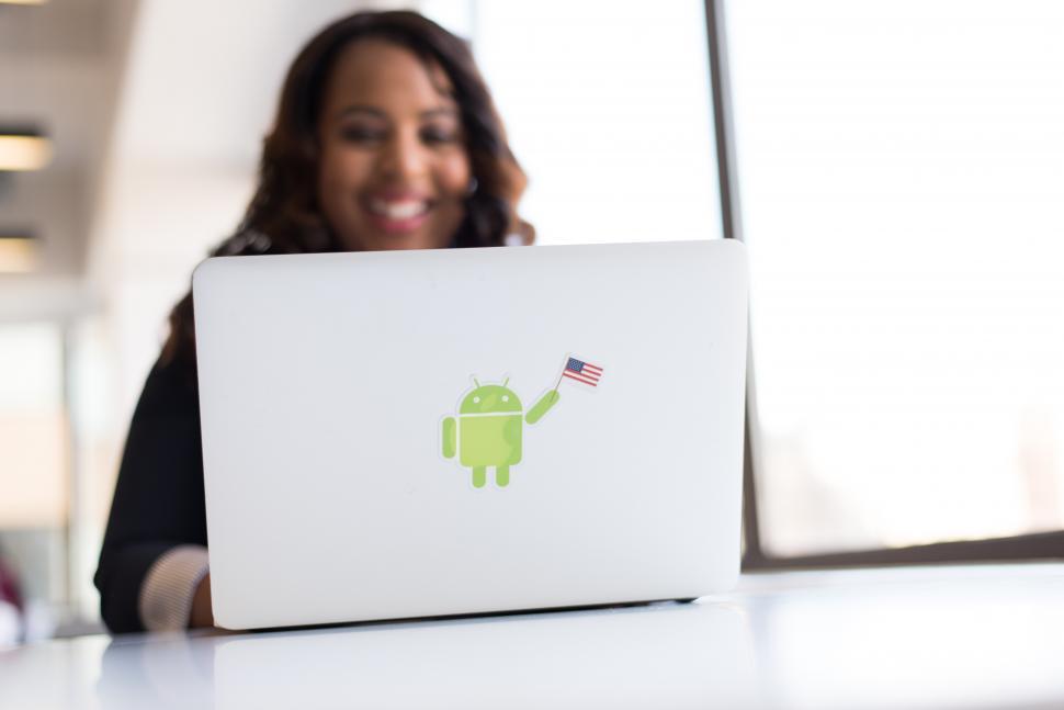 Free Image of Happy Businesswoman with laptop 