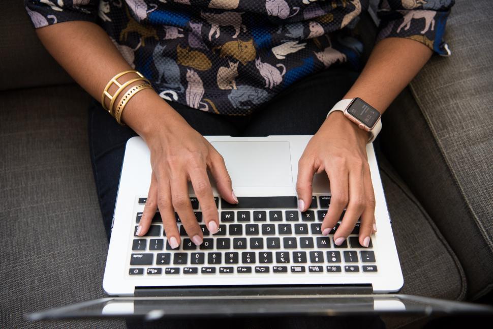 Free Image of Female hands on laptop keyboard 