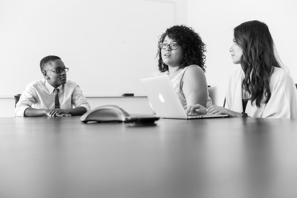 Free Image of Business people in meeting room - b&w 