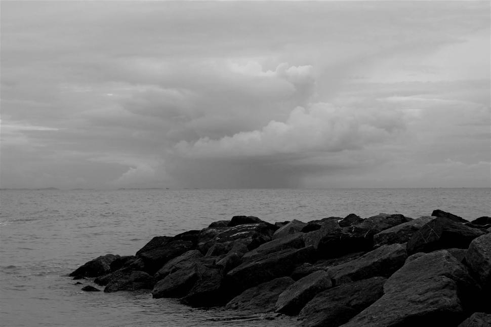 Free Image of Rain clouds over the sea  