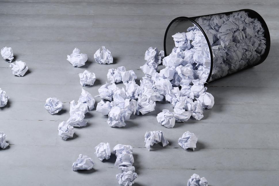 Free Image of Balled up paper - discarded work 
