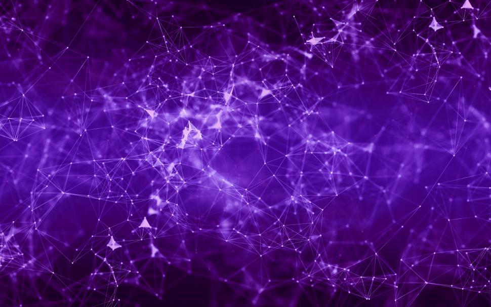 Download Free Stock Photo of Abstract Network with Nodes - Digital Grid - Purple Background 