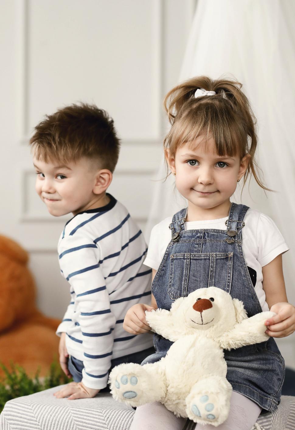 Free Image of Young kids - mischievous boy and girl 