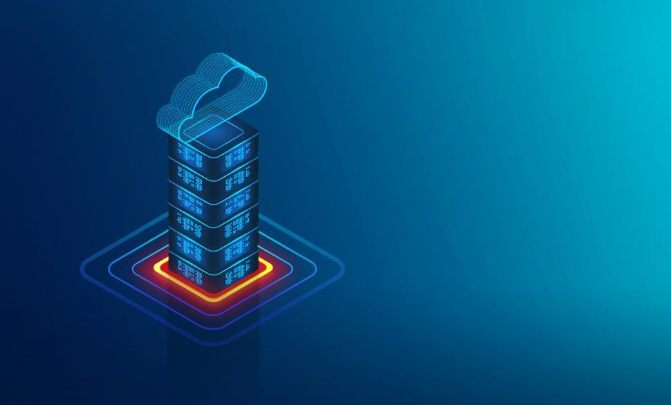 Free Image of Cloud Computing Concept with Digital Cloud over Server 