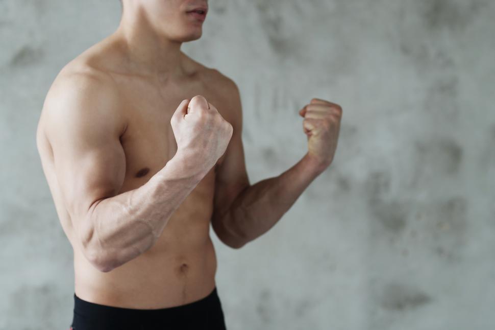 Free Image of Muscular man, fists up 