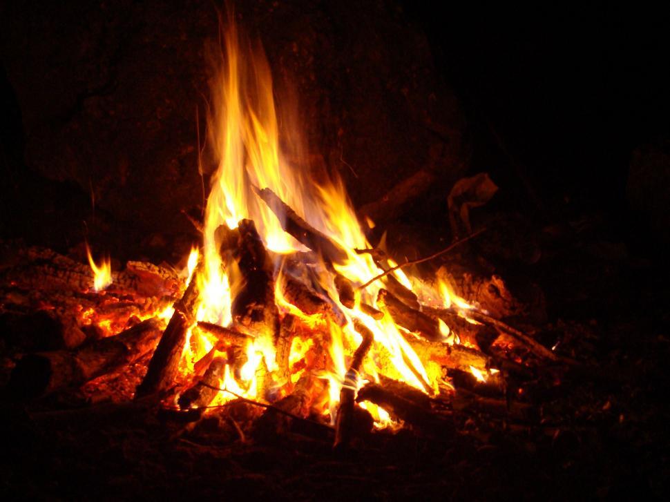 Download Free Stock Photo of Camp Fire At Night 