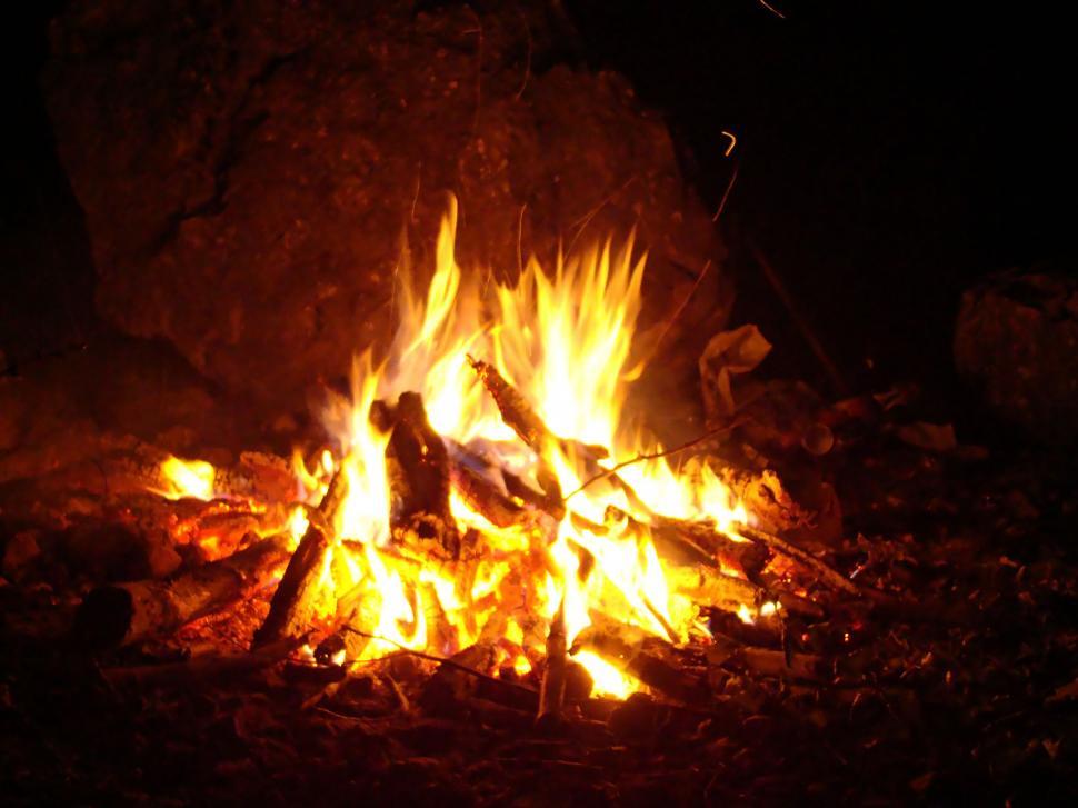 Free Image of Camp Fire At Night 