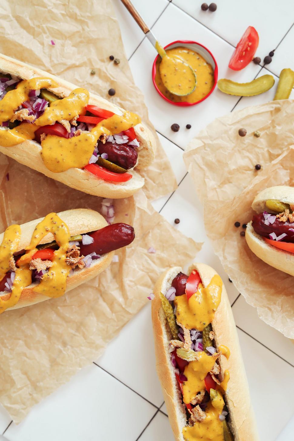 Free Image of Hot dogs with toppings 