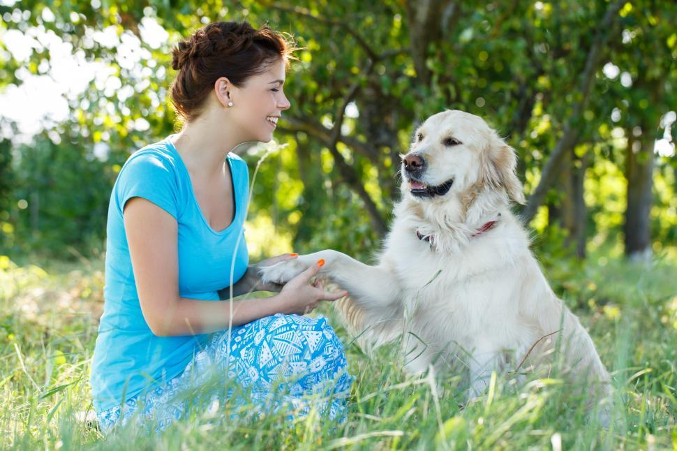 Free Image of Woman with dog in the park 