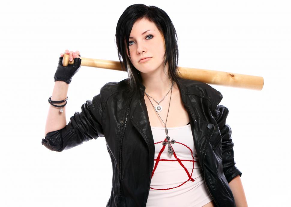 Free Image of Young punk girl with baseball bat 
