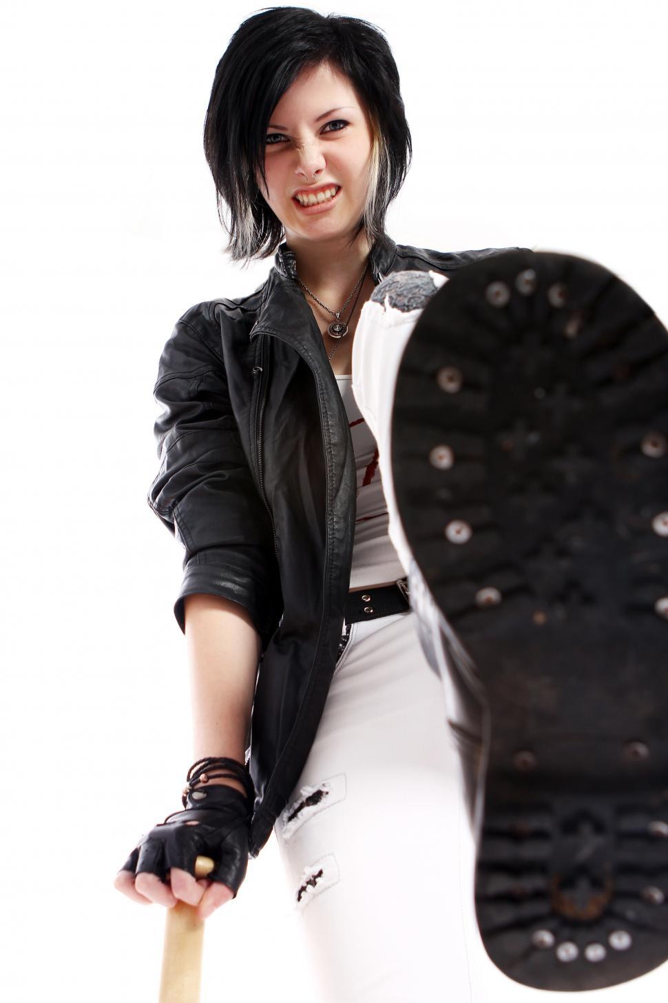 Free Image of Young punk girl stomping 