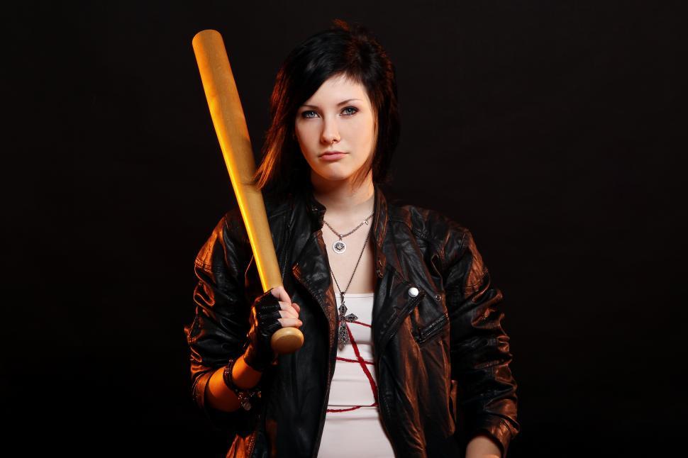 Free Image of Girl with baseball bat 