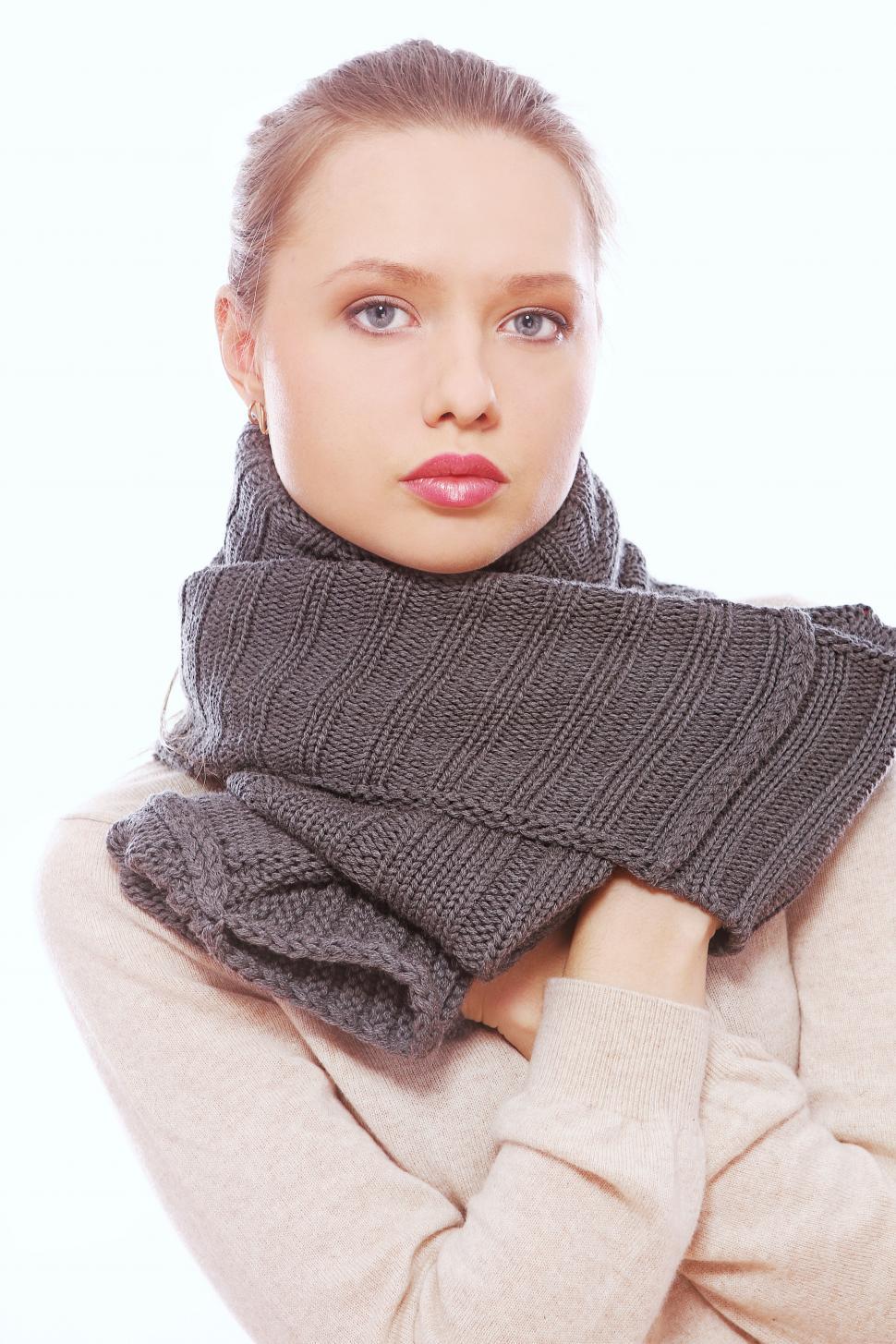 Free Image of Portrait of young woman with a scarf 