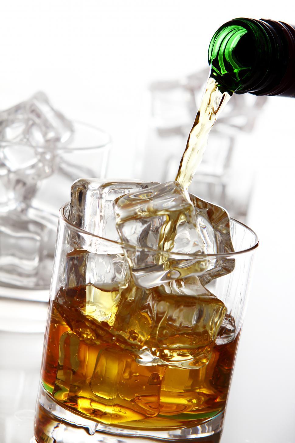 Free Image of Pouring whiskey over ice 