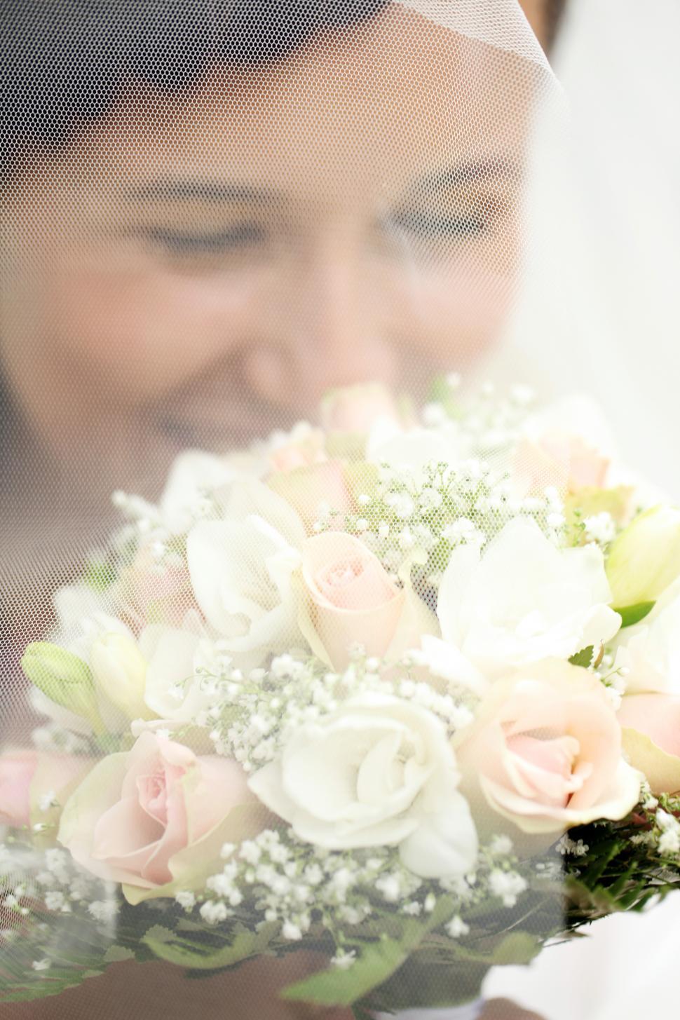 Free Image of Bride, Veil and Bouquet 
