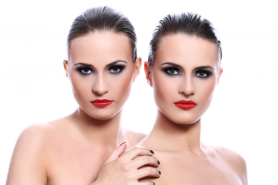 Free Image of Portrait of two women side by side 