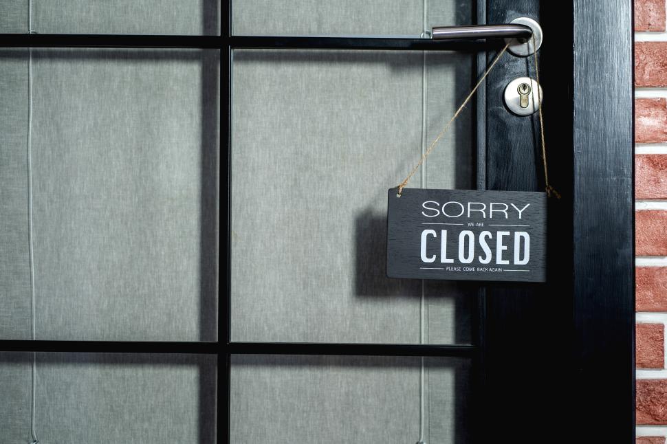 Download Free Stock Photo of Sorry we are closed sign. Business office or store shop is closed 