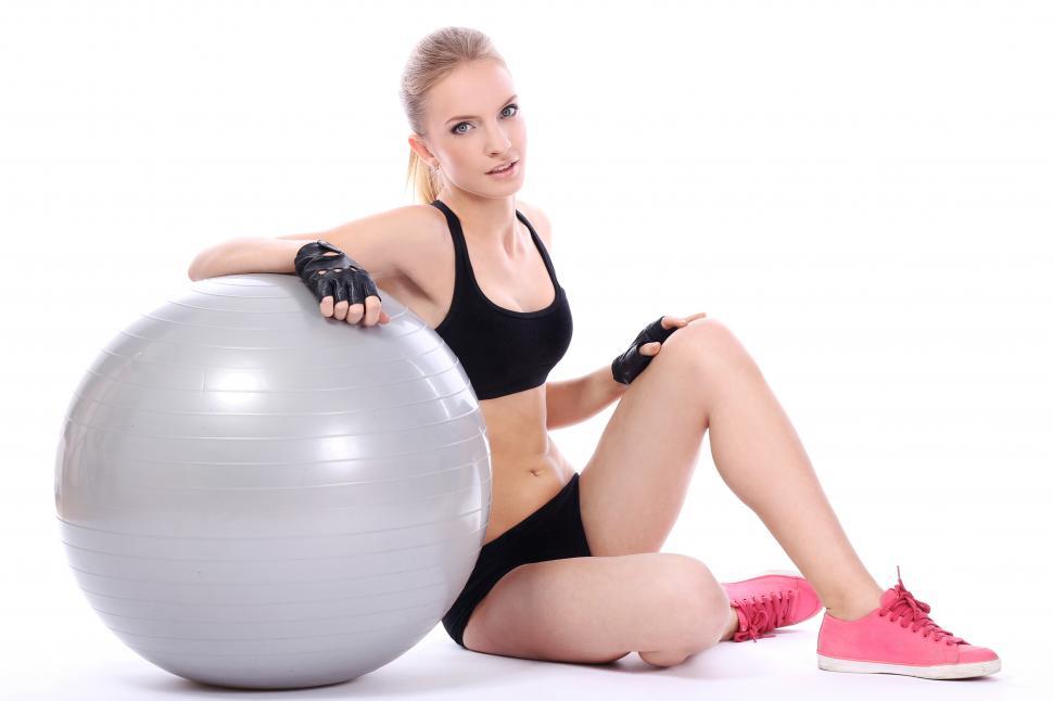 Free Image of Fit woman with exercise ball 
